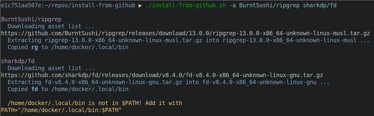 Screenshot Screenshot of install-from-github.sh