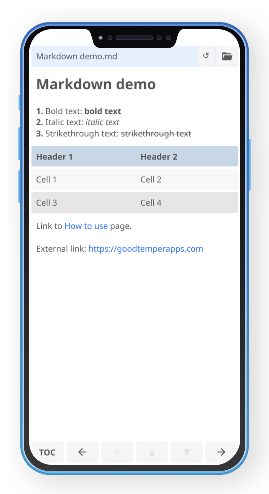 Screenshot of Markdown Navigator
